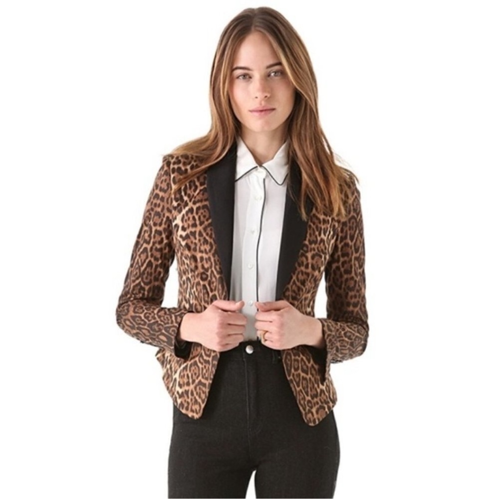 BCBG Brown and BlackBowie Leopard Print Blazer